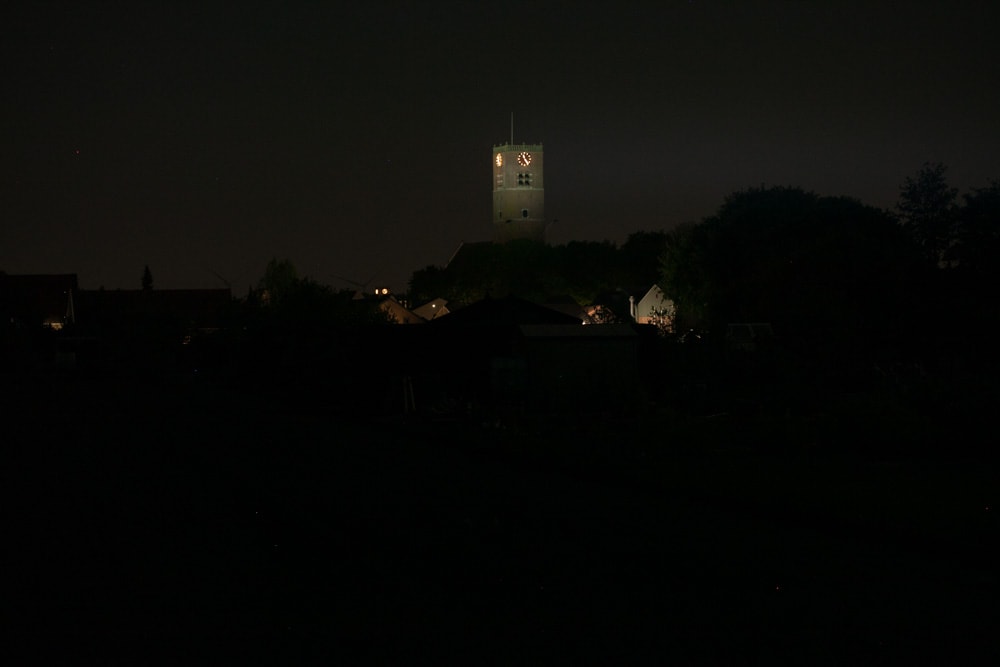 beamshots at night with tower