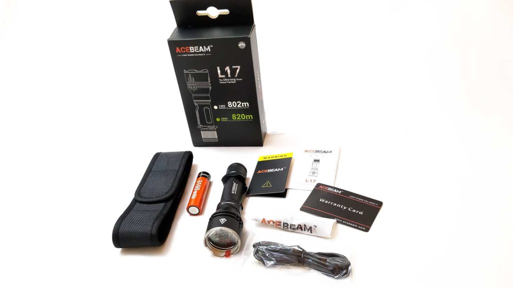 inside the package of the Acebeam L17