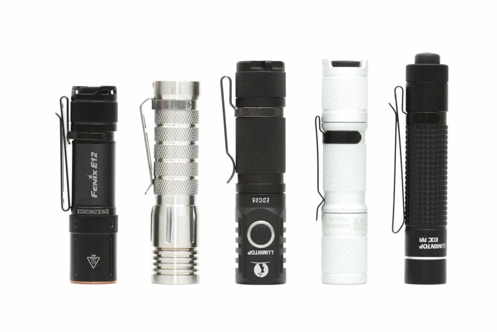 Fenix E12 v2 aa flashlight comparison
