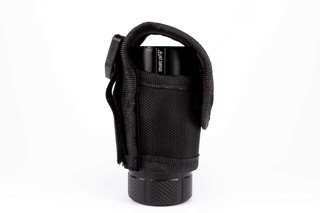 black flashlight holster