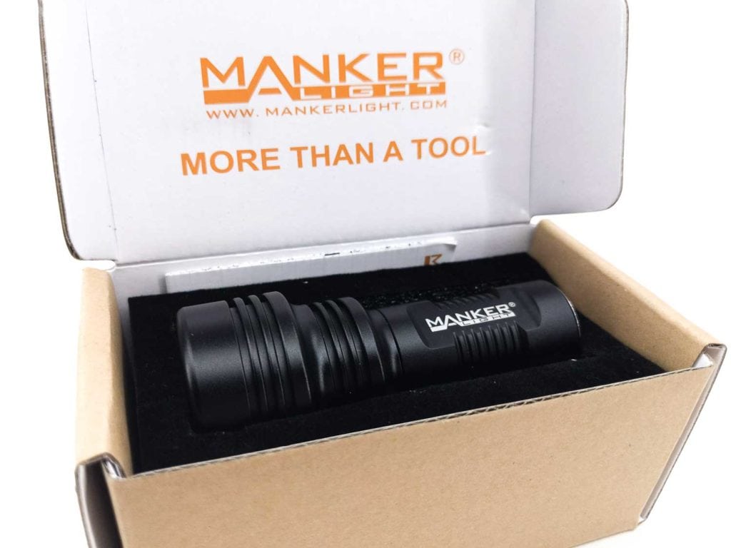 Manker flashlight in a box