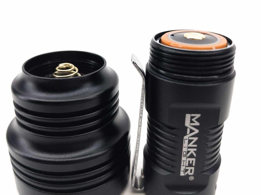 Manker flashlight with battery