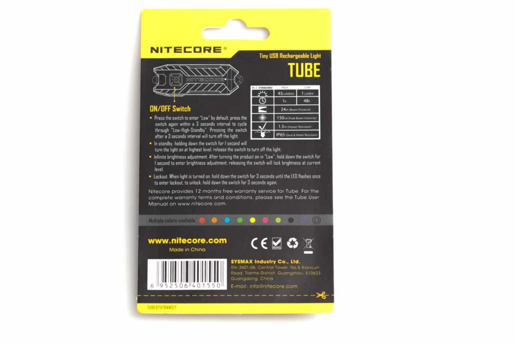 nitecore tube package