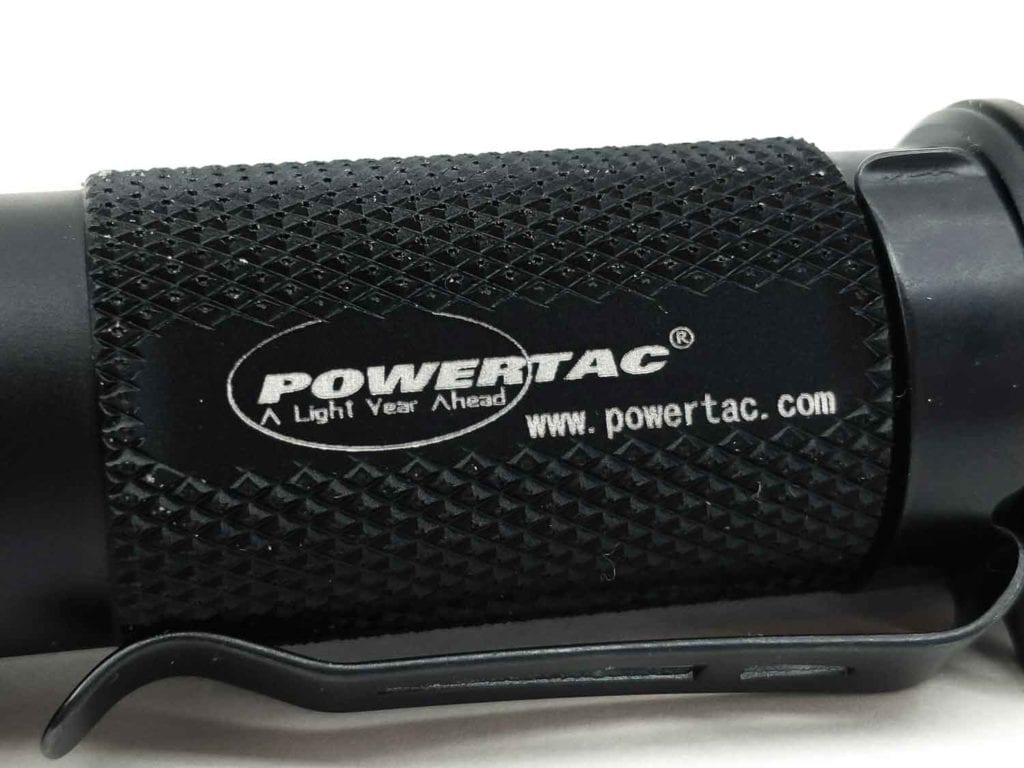 PowerTac logo on flashlight