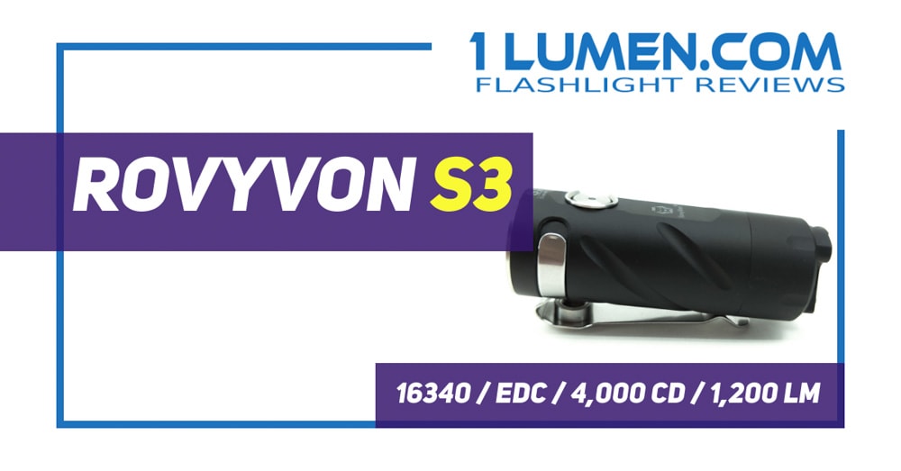 RovyVon S3 review | 16340 EDC flashlight with 1,200 lumens | 1Lumen.com