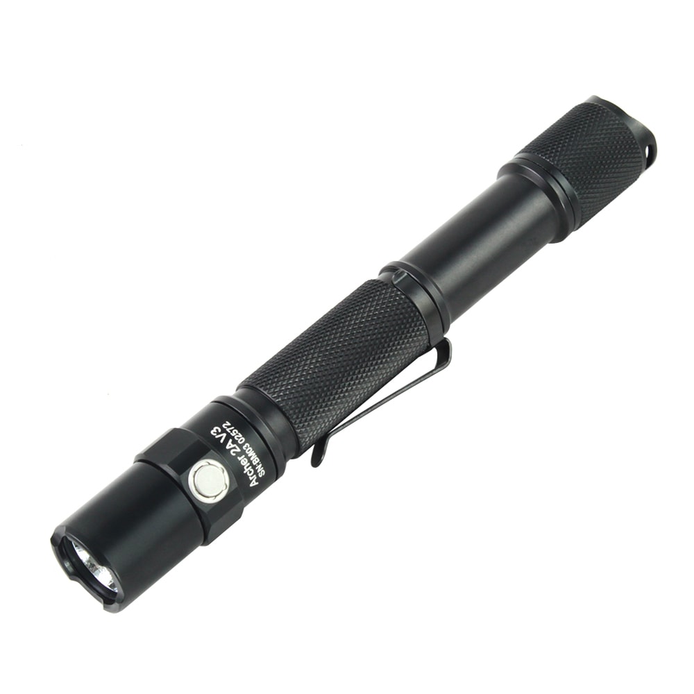 2AA flashlight with side switch and clip
